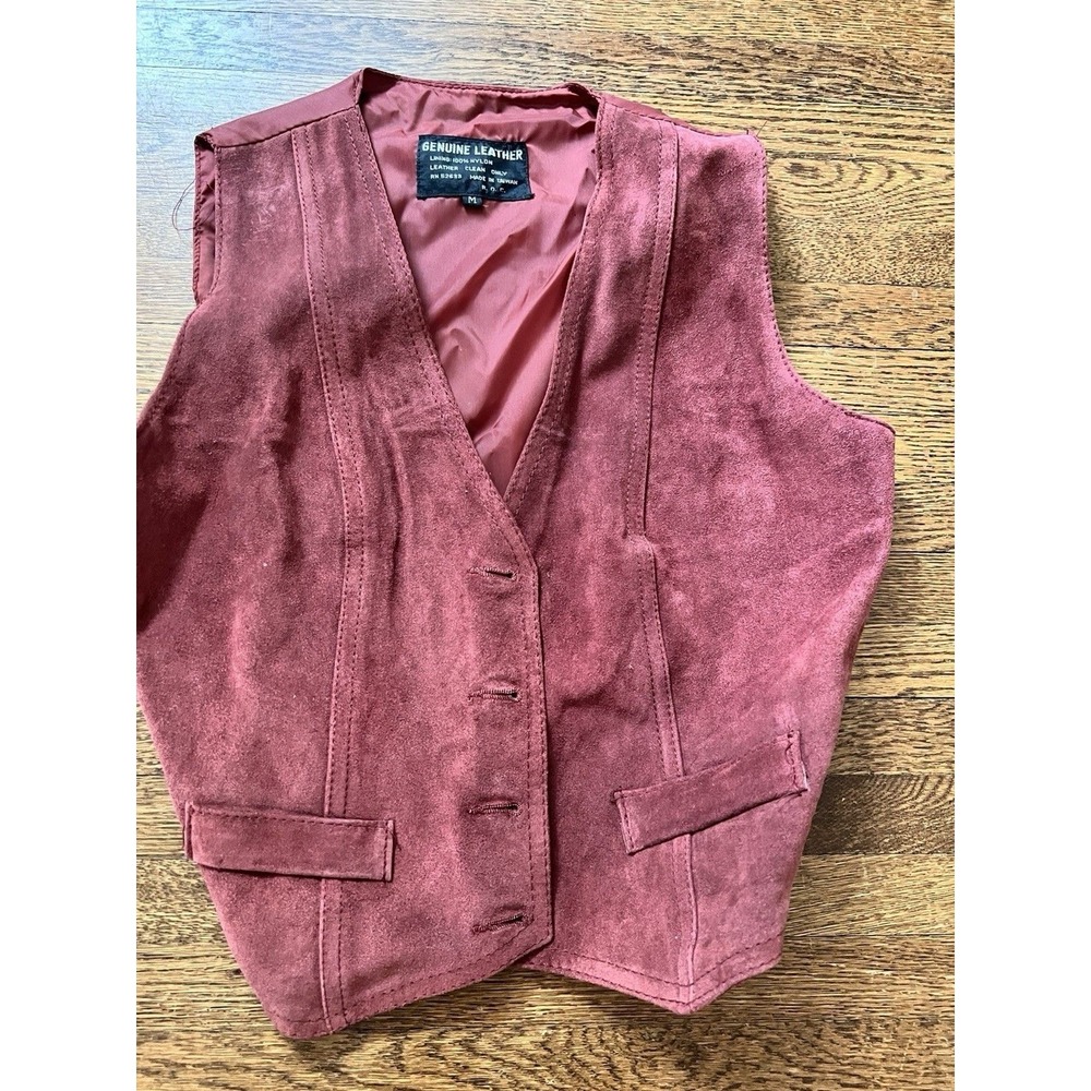Genuine Leather Brand Vintage Red 100% Leather Vest‎ Size Medium